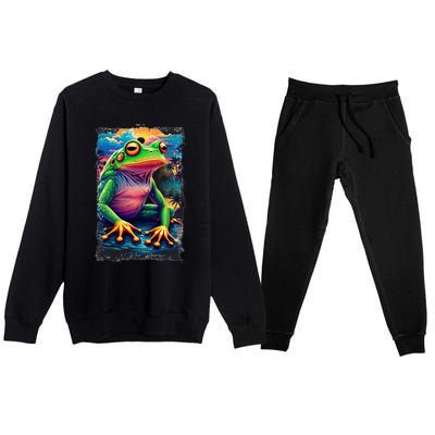 Watercolor Frog Premium Crewneck Sweatsuit Set