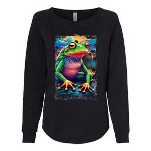 Watercolor Frog Womens California Wash Sweatshirt