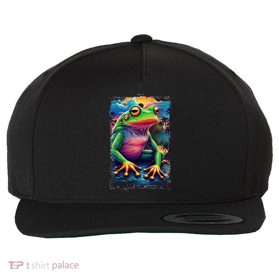 Watercolor Frog Wool Snapback Cap
