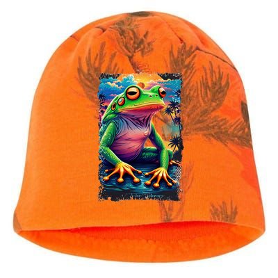 Watercolor Frog Kati - Camo Knit Beanie