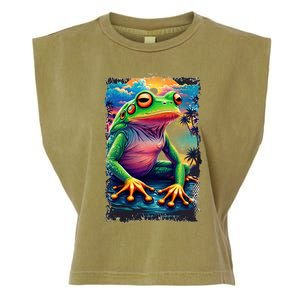 Watercolor Frog Garment-Dyed Women's Muscle Tee