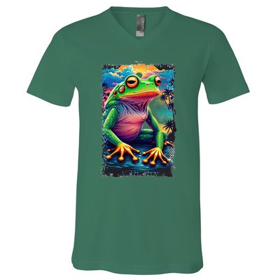 Watercolor Frog V-Neck T-Shirt