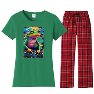 Watercolor Frog Women's Flannel Pajama Set