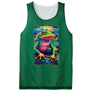 Watercolor Frog Mesh Reversible Basketball Jersey Tank