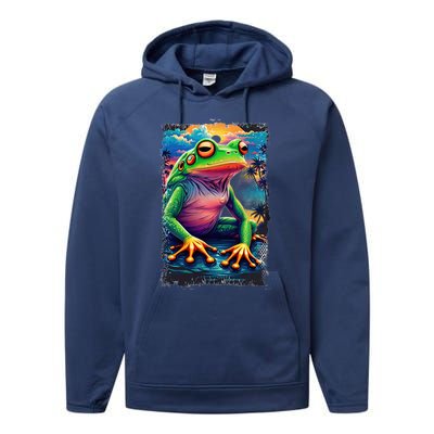 Watercolor Frog Performance Fleece Hoodie