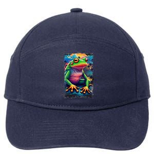 Watercolor Frog 7-Panel Snapback Hat