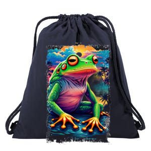 Watercolor Frog Drawstring Bag