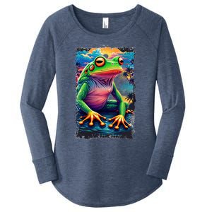 Watercolor Frog Women's Perfect Tri Tunic Long Sleeve Shirt