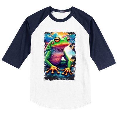 Watercolor Frog Baseball Sleeve Shirt