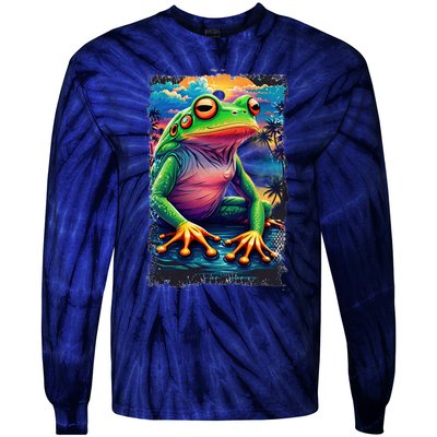 Watercolor Frog Tie-Dye Long Sleeve Shirt