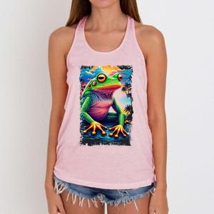 Watercolor Frog Women's Knotted Racerback Tank