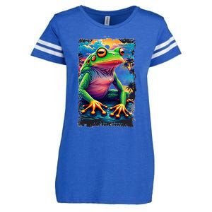 Watercolor Frog Enza Ladies Jersey Football T-Shirt