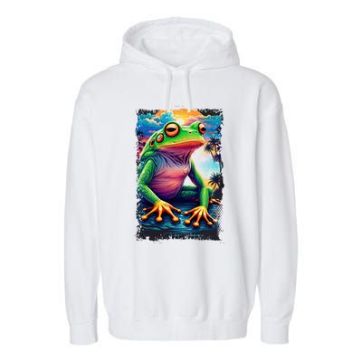 Watercolor Frog Garment-Dyed Fleece Hoodie