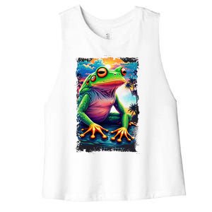 Watercolor Frog Women's Racerback Cropped Tank