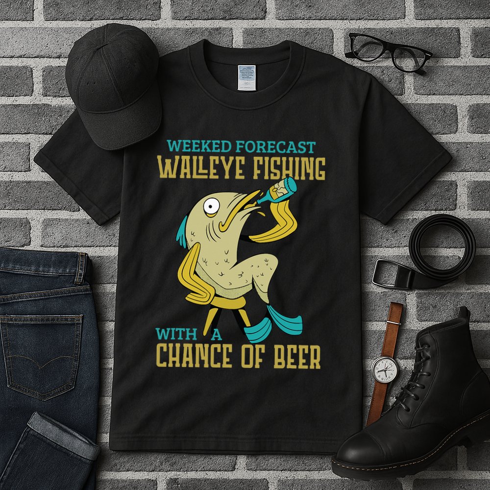 Weekend Forecast Walleye Fishing With A Chance Of Beer Tall T-Shirt