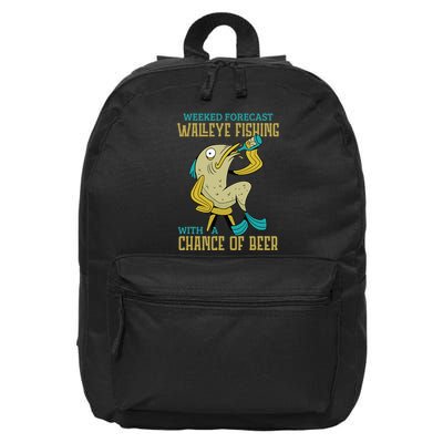 Weekend Forecast Walleye Fishing With A Chance Of Beer 16 in Basic Backpack