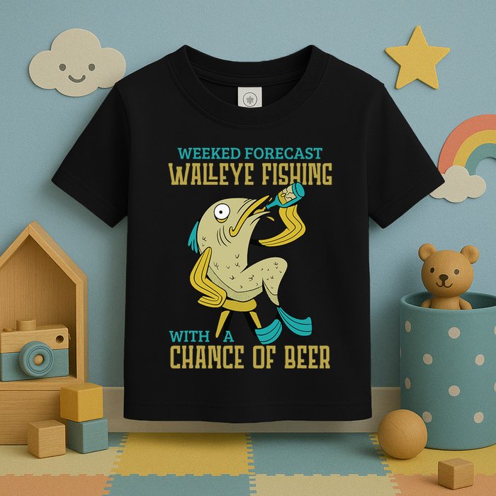 Weekend Forecast Walleye Fishing With A Chance Of Beer Toddler T-Shirt