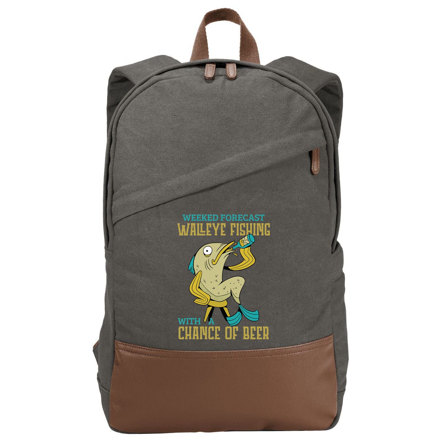 Weekend Forecast Walleye Fishing With A Chance Of Beer Cotton Canvas Backpack