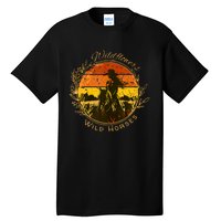 Wild Flowers Wild Horses Vintage Sunset Country Cowgirl Tall T-Shirt