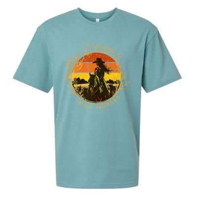 Wild Flowers Wild Horses Vintage Sunset Country Cowgirl Sueded Cloud Jersey T-Shirt