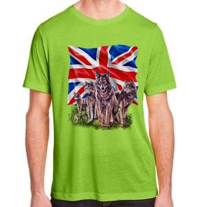 Wolf Family With Union Jack Flag Gift Adult ChromaSoft Performance T-Shirt