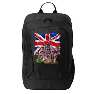 Wolf Family With Union Jack Flag Gift City Backpack