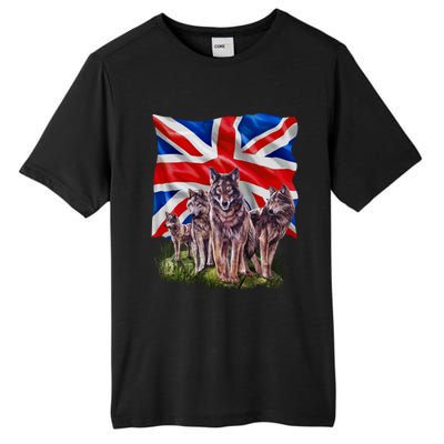 Wolf Family With Union Jack Flag Gift Tall Fusion ChromaSoft Performance T-Shirt