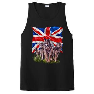 Wolf Family With Union Jack Flag Gift PosiCharge Competitor Tank