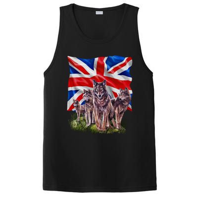 Wolf Family With Union Jack Flag Gift PosiCharge Competitor Tank