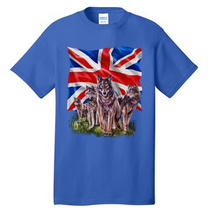 Wolf Family With Union Jack Flag Gift Tall T-Shirt