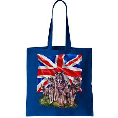 Wolf Family With Union Jack Flag Gift Tote Bag