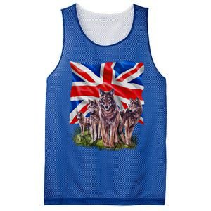 Wolf Family With Union Jack Flag Gift Mesh Reversible Basketball Jersey Tank