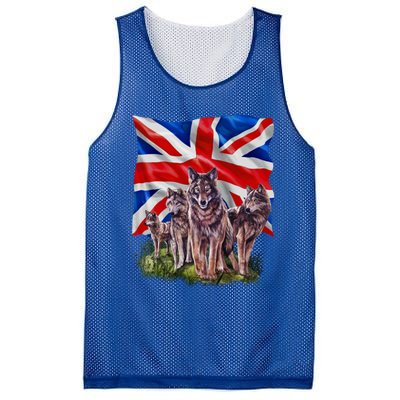 Wolf Family With Union Jack Flag Gift Mesh Reversible Basketball Jersey Tank