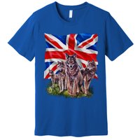 Wolf Family With Union Jack Flag Gift Premium T-Shirt