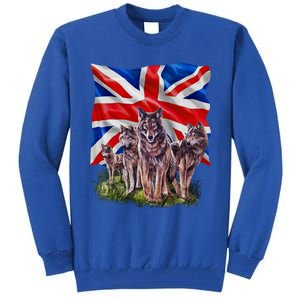 Wolf Family With Union Jack Flag Gift Tall Sweatshirt