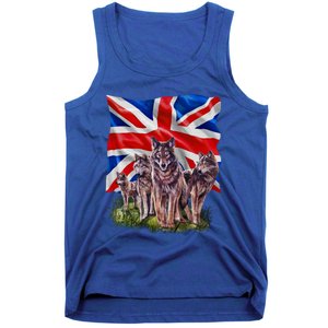 Wolf Family With Union Jack Flag Gift Tank Top