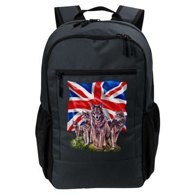 Wolf Family With Union Jack Flag Gift Daily Commute Backpack