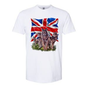 Wolf Family With Union Jack Flag Gift Softstyle CVC T-Shirt