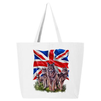 Wolf Family With Union Jack Flag Gift 25L Jumbo Tote