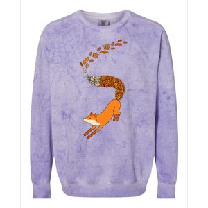 Whimsical Fox With Falling Leaves Colorblast Crewneck Sweatshirt