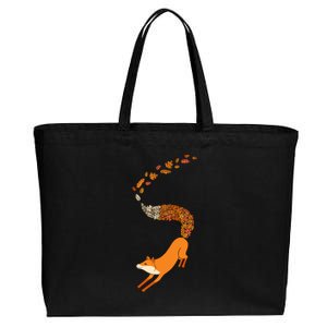 Whimsical Fox With Falling Leaves Cotton Canvas Jumbo Tote