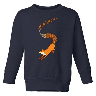 Whimsical Fox With Falling Leaves Toddler Sweatshirt