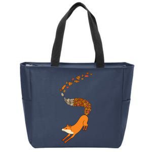 Whimsical Fox With Falling Leaves Zip Tote Bag