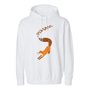 Whimsical Fox With Falling Leaves Garment-Dyed Fleece Hoodie