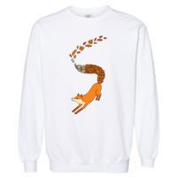 Whimsical Fox With Falling Leaves Garment-Dyed Sweatshirt