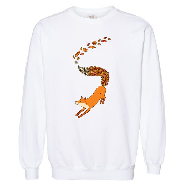 Whimsical Fox With Falling Leaves Garment-Dyed Sweatshirt