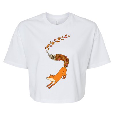 Whimsical Fox With Falling Leaves Bella+Canvas Jersey Crop Tee