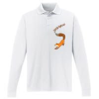 Whimsical Fox With Falling Leaves Performance Long Sleeve Polo