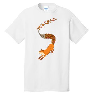 Whimsical Fox With Falling Leaves Tall T-Shirt