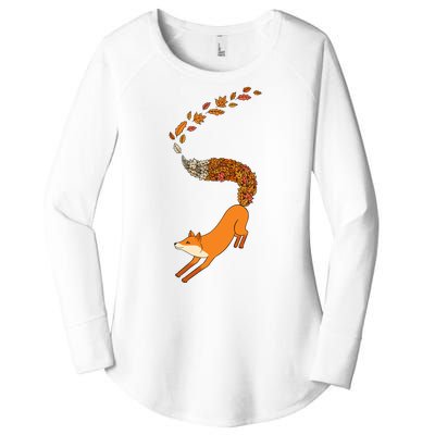 Whimsical Fox With Falling Leaves Women's Perfect Tri Tunic Long Sleeve Shirt